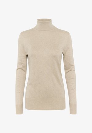 Beige kõrge kaelusega sviiter, mis on valmistatud pehmest kudumismaterjalist. Omab pikki varrukaid, sihitud lõiget ning soonikkoes kaela- ja lõpposa.