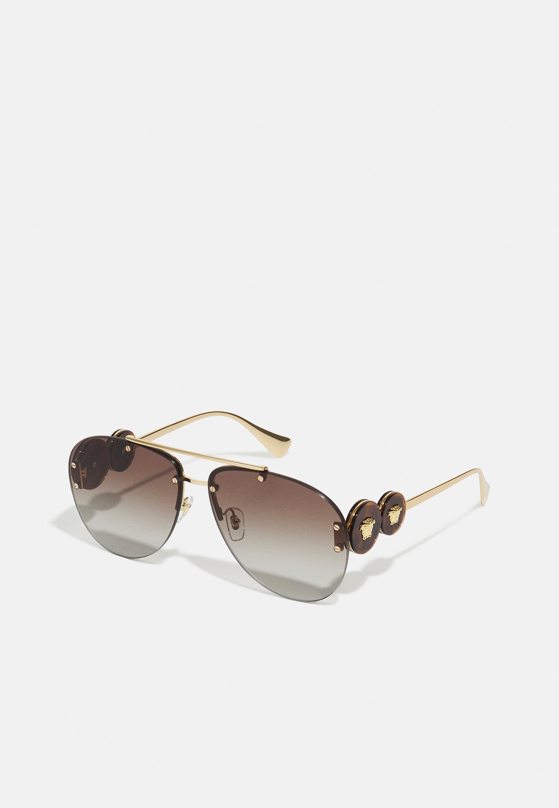 Versace Gold-Accented Round Sunglasses with Brown Gradient Lenses Versace VE2252 147073 Sunglasses Gold/Havana/Dark Brown  main image 3