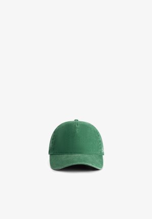 Green baseball cap with a curved brim, displayed front-facing on a white background.