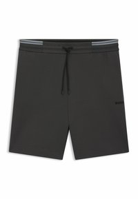 Pantaloni sportivi grigio scuro realizzati in un tessuto leggero, con vita regolabile con cordino, tasche laterali e un discreto logo sulla gamba.