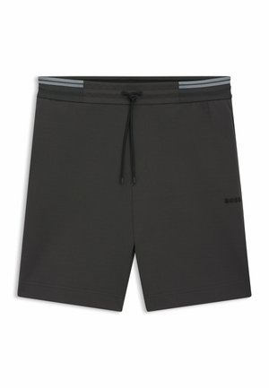Mörkgrå sportshorts tillverkade av lättviktig tyg, med dragsko i midjan, sidofickor och subtil logotypdetalj på benet.