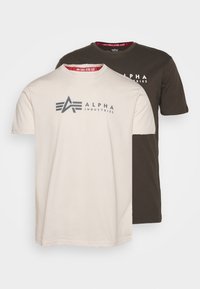 2 PACK - Tričko s potlačou - black olive/jet stream white