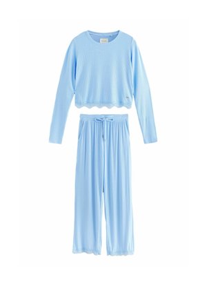SET TALL FIT - RIBBED LACE LONG SLEEVE  - Yöasusetti - blue