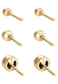 Orecchini a perno in tono oro con design rotondo, superficie liscia e perno dritto. Contrassegnati con "925" per argento sterling.