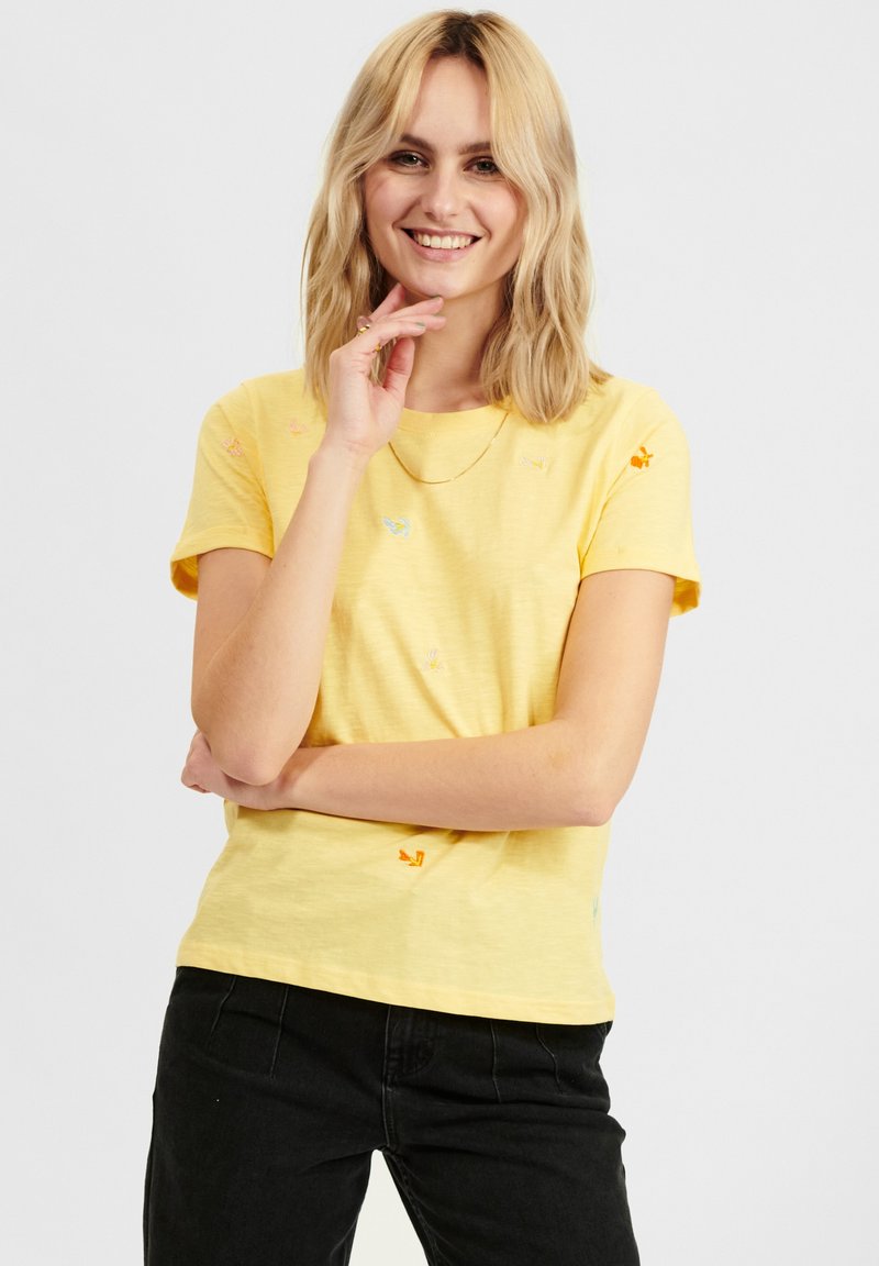 Numph T-shirt print lichtgeel Numph T-shirt print lichtgeel