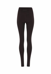 Mustad kõrge vöökohaga täispikkuses retuusid "GIRLFRIEND" logoga vööl, ühevärvilise disainiga ja nähtava õmbluse detailidega.