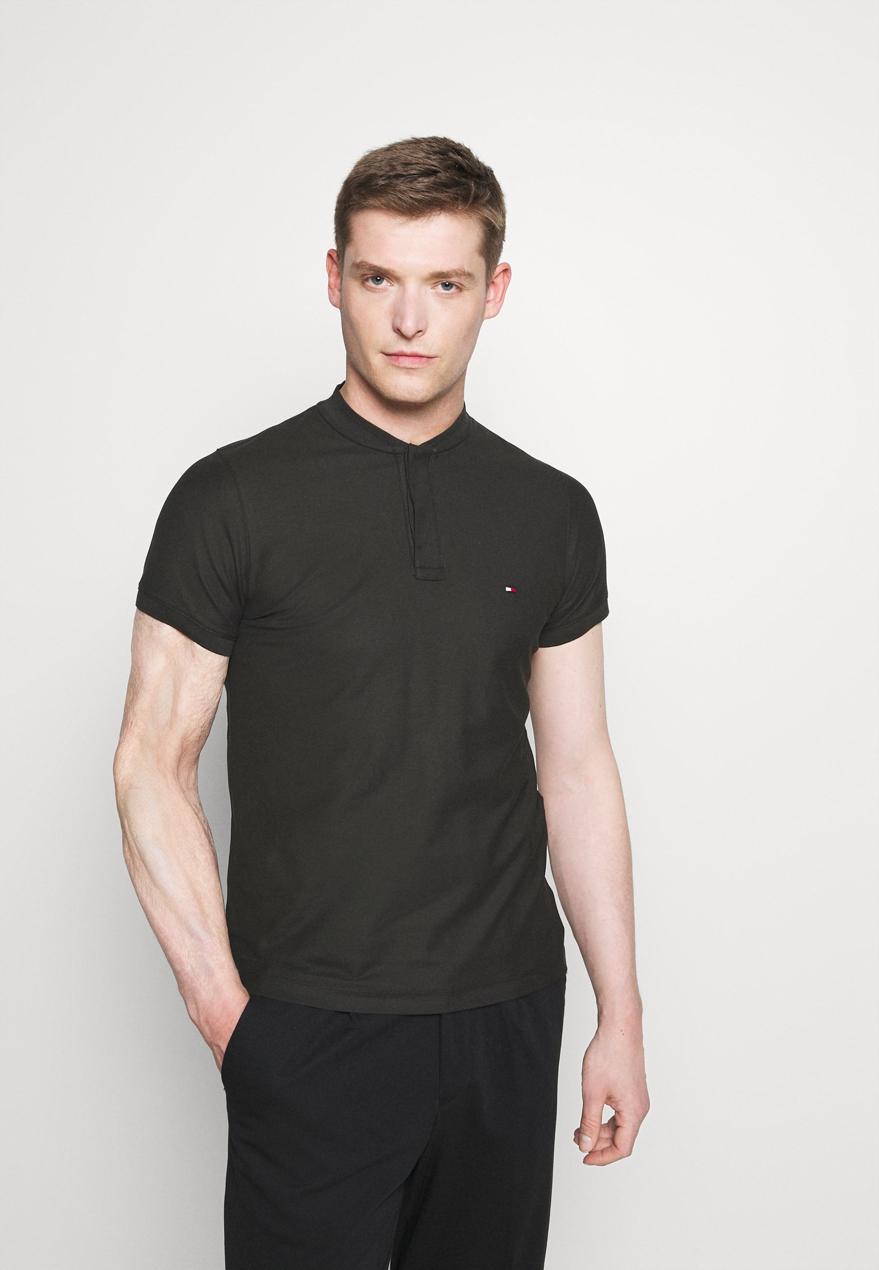 tommy hilfiger baseball collar slim polo shirt