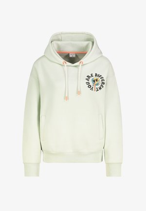 Mint green hoodie crafted from soft material, featuring a kangaroo pocket, ribbed cuffs, and a colorful "You Are Different" graphic.