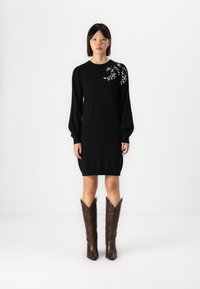 Object OBJTHESS EMBROIDERY DRESS - Abito in maglia - black