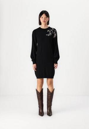 Object OBJTHESS EMBROIDERY DRESS - Strickkleid - black