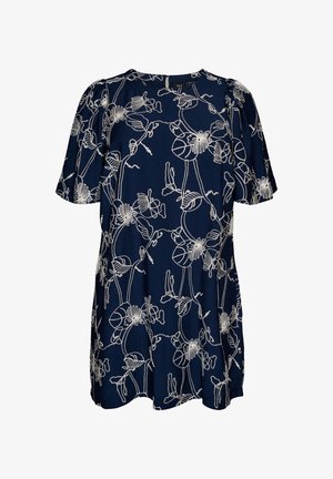 Zizzi, KURZES A-LINIENKLEID MIT STICKMUSTER - Vestido informal - blau