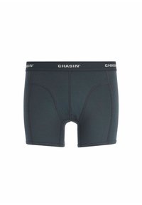 Dunkelgraue Boxershorts aus weichem Stoff mit einem bequemen Bund, der "CHASIN'" in hellgrau zeigt. Enthält verstärkte Nähdetails.