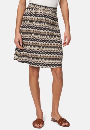 MIT ZICKZACKMUSTER - A-line skirt - beigeblack