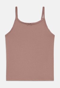 Βαμβακερό καμίσωμα σε απαλό ροζ χρώμα με λεπτές τιράντες στους ώμους. Διαθέτει κυματιστό τελείωμα κατά μήκος της λαιμόκοψης και μικρό φιόγκο ως διακοσμητικό στοιχείο.