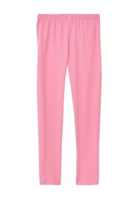 Rosa Leggings aus weichem, dehnbarem Stoff mit einem elastischen Bund, die eine glatte Textur und ein figurbetontes Design aufweisen.