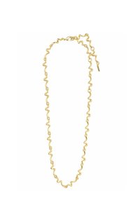 Goldkette mit einer wellenförmigen, organischen Form. Die Glieder sind abwechselnd glatt und strukturiert, mit einem sicheren Verschluss.