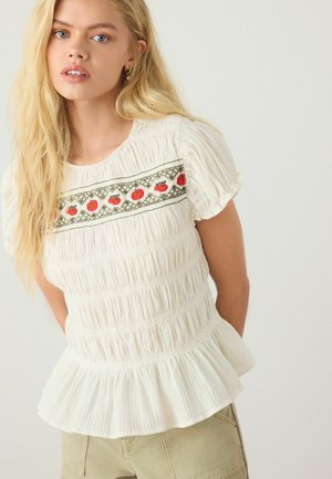 Next, REGULAR FIT - SMOCKED TOP . - Bluse - white tomato embroidered