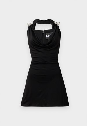David Koma SWALLOW BIRD COWL NECK MINI DRESS - Robe de cocktail - black/silver