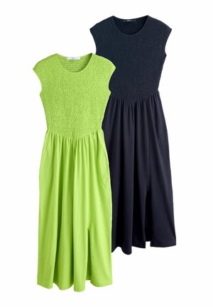 REGULAR FIT - CAP SLEEVE SHIRRED MIDI 2 PACK - Maxikjoler - lime green   navy blue