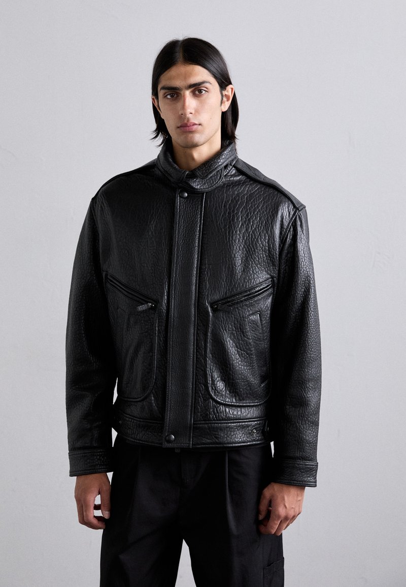 Giacca Armani In Pelle Di Pecora Nera E Pelliccia L – Rokit