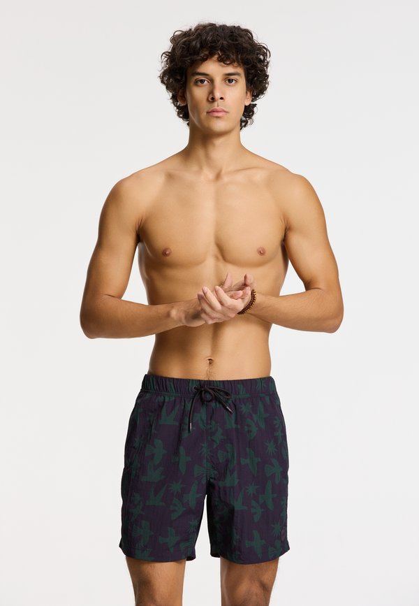Badeshorts - purple rock graphic birds