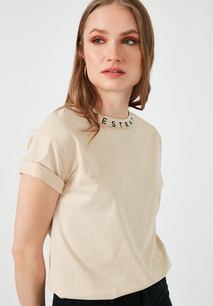 Print T-shirt - stone colored
