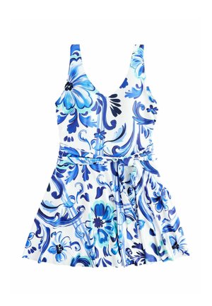 Costum de baie - white blue porcelain