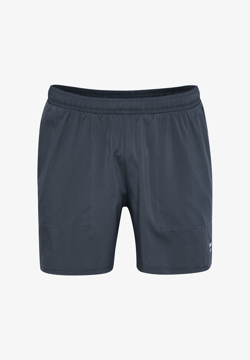 Herr träningsshorts, marinblå, tillverkade av lättviktsmaterial, elastisk midja, två framfickor, sydda detaljer och logotypdetalj.