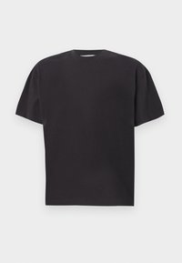 Black short-sleeve crew-neck t-shirt made of cotton. Features a relaxed fit and smooth texture with no visible patterns or accents.