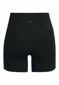 Černé sportovní šortky s vysokým pasem, se subtilním logem na přední straně, vyrobené z elastického materiálu s bočními kapsami.