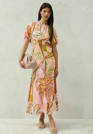 Next, REGULAR FIT - PUFF SLEEVE MIDI DRESS  . - Freizeitkleid - orange floral print