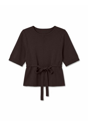 Vero Moda, KNITTED TOP AWSIGGA KNIT TOP - Camiseta estampada - chocolate torte