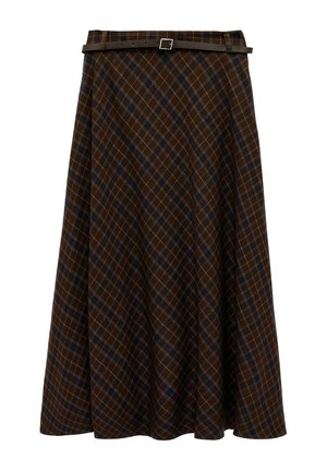 Koton, MIDI PLAID - Falda acampanada - brown