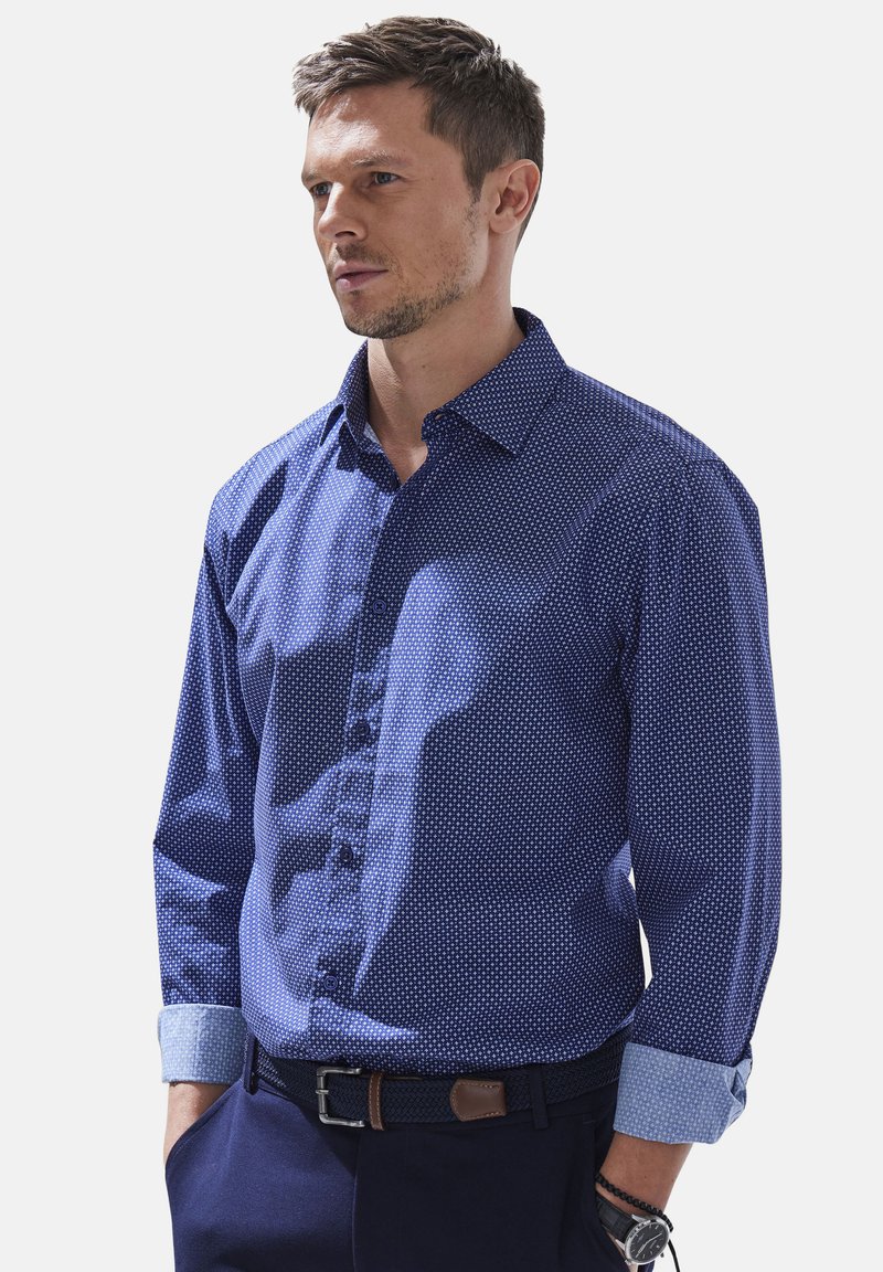 H.I.S - LANGARM - Camicia - navy gemustert, Ingrandire