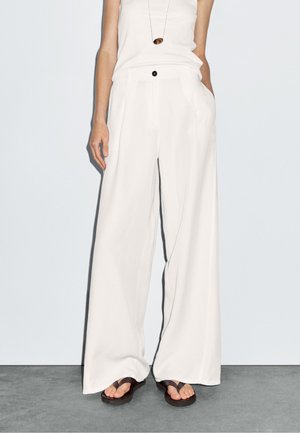 Massimo Dutti FLOWING BARREL FIT WITH SEAM DETAIL - Bukser - white