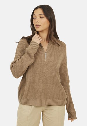 HALF ZIP FISHERMAN - Pullover - beige