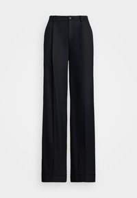 PLEATED COTTON TWILL WIDE-LEG PANT - Stoffhose - black