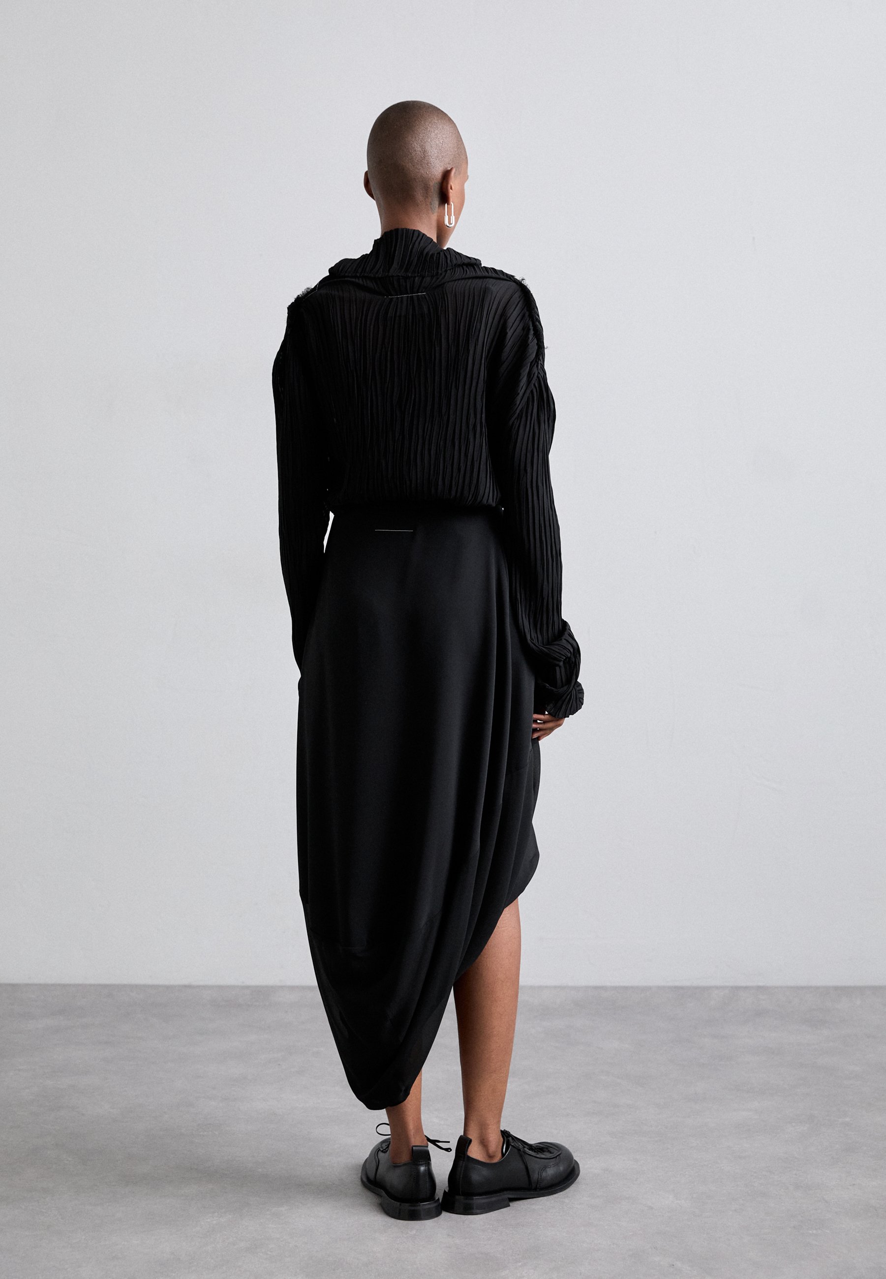 MM6 Black Paneled Midi Skirt