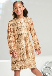 Lipsy REGULAR FIT - LONG SLEEVE SEQUIN - Rochie cocktail/Rochie petrecere - rose gold