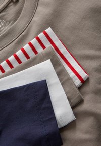 THE SET REGULAR FIT - 4 PACK HEAVYWEIGHT  - Long sleeved top - white taupe brown navy red white stripe
