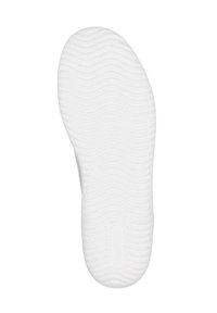 Semelle de chaussure en caoutchouc blanc avec un motif de rainures ondulées et une texture subtilement marbrée. Les bords incurvés se rétrécissent vers la pointe. Aucun logo ou accent visible.