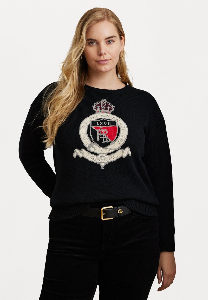 Lauren Ralph Lauren Woman INTARSIA KNIT CREST COTTON SWEATER - Camisola - black