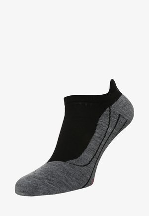 Skarpetki kostkowe w szaro-czarnym kolorze, gładka tekstura, wzmocniony palec oraz niski krój dla dyskretnego noszenia.