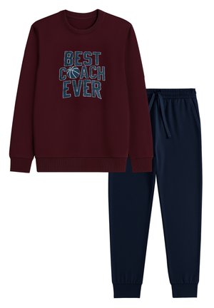SET - Nattplagg set - burgundy-dark blue with print