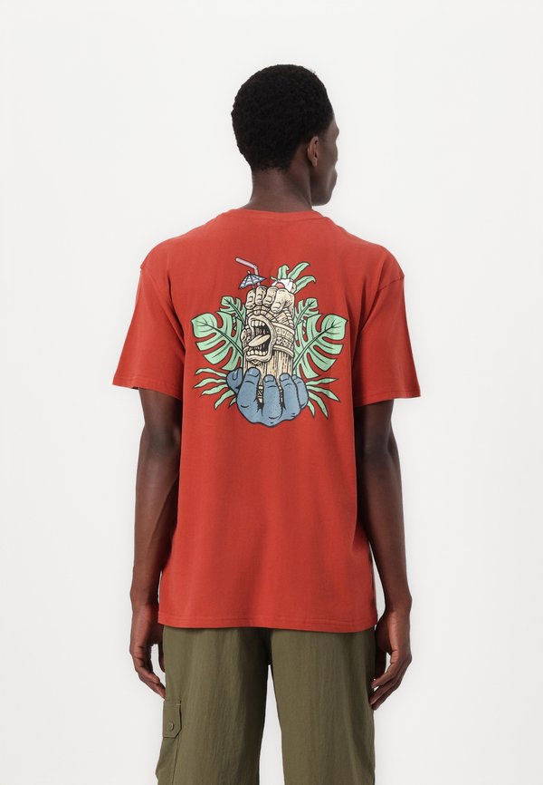 TIKI HAND BACK UNISEX - Print T-shirt - dark rust