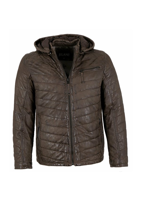 SIMON - Lederjacke - dunkelbraun