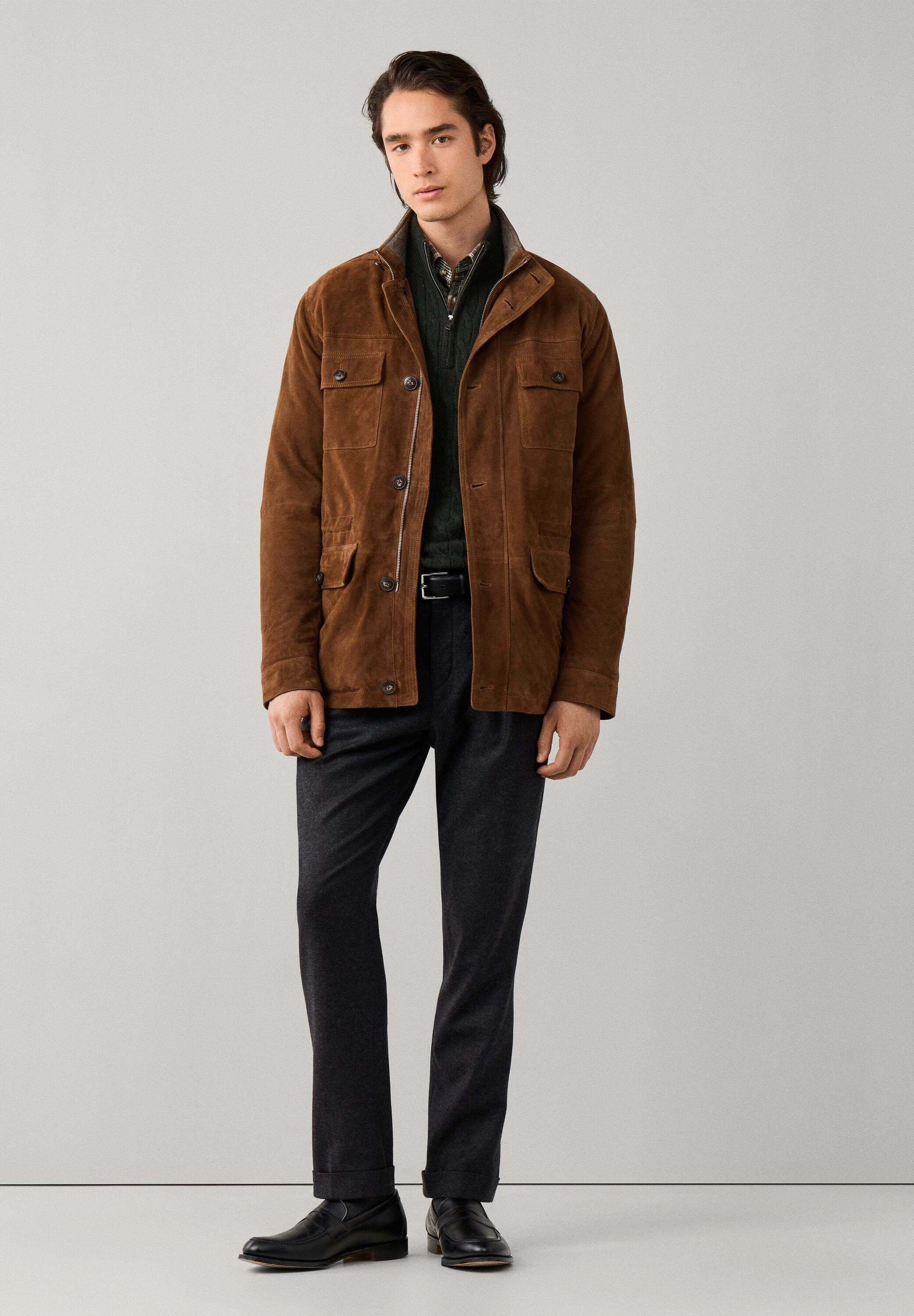 Hackett London Leather jacket - nut brown/brown - Zalando