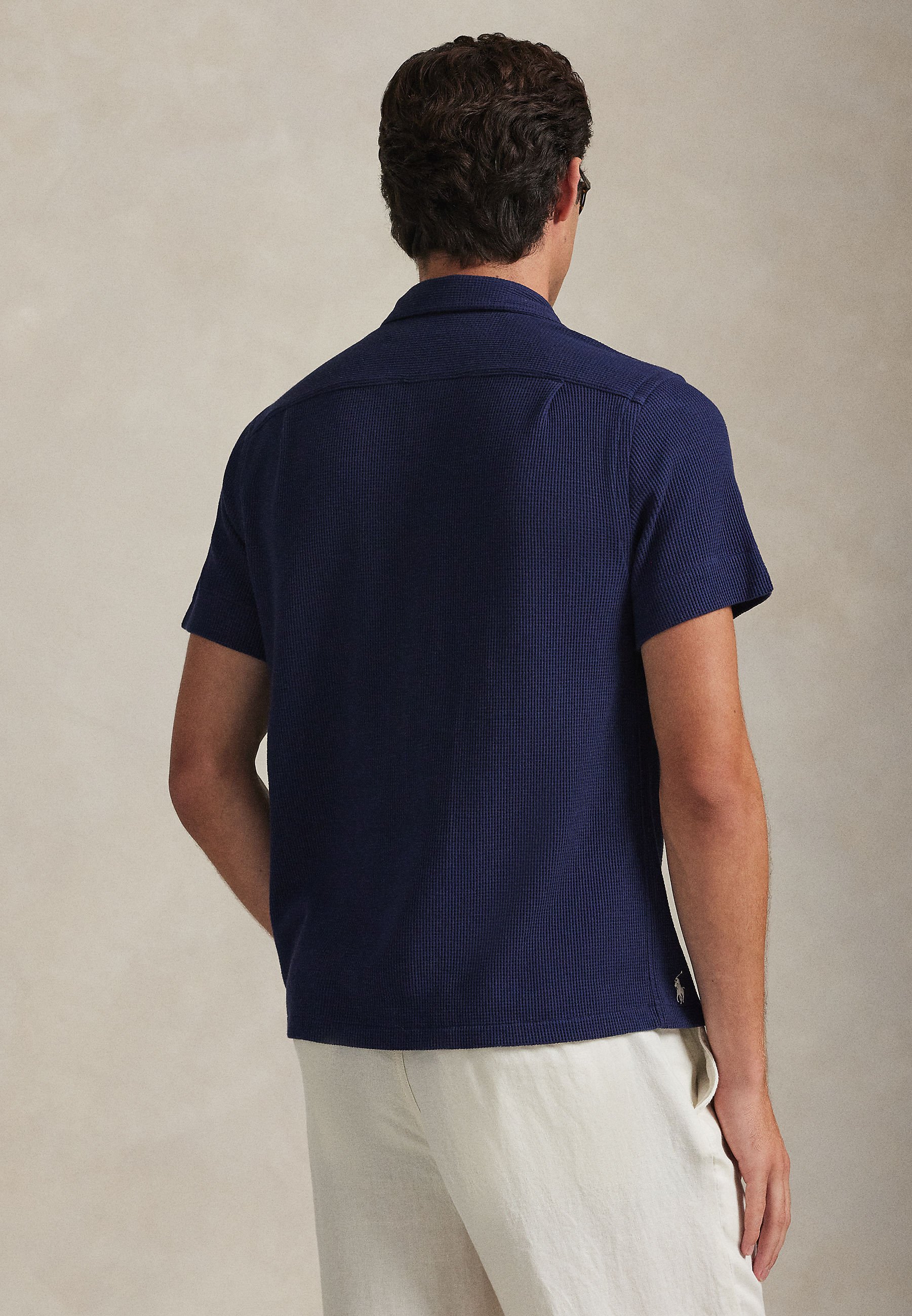 Polo Ralph Lauren WAFFLE-KNIT COTTON-LINEN CAMP SHIRT - Hemd