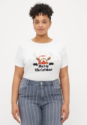 CARXMAS HOLIDAY O NECK TEE - Tričko s potlačou - cloud dancer