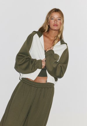 Stradivarius, ZIP-UP HOODIE - Sweat zippé - khaki